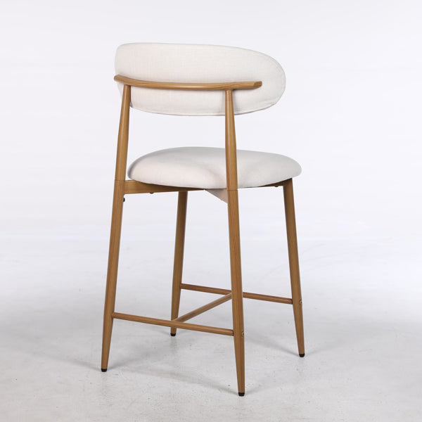 Counter Height Bar Stools Set Of 2, Upholstered Counter Stools Modern Barstools With Metal Legs For Kitchen Island Dining Room, Beige