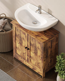 Bathroom Vanity Cabinet, Under Sink Bathroom Cabinet with 2 Doors and Adjustable Shelf, Rustic Brown
