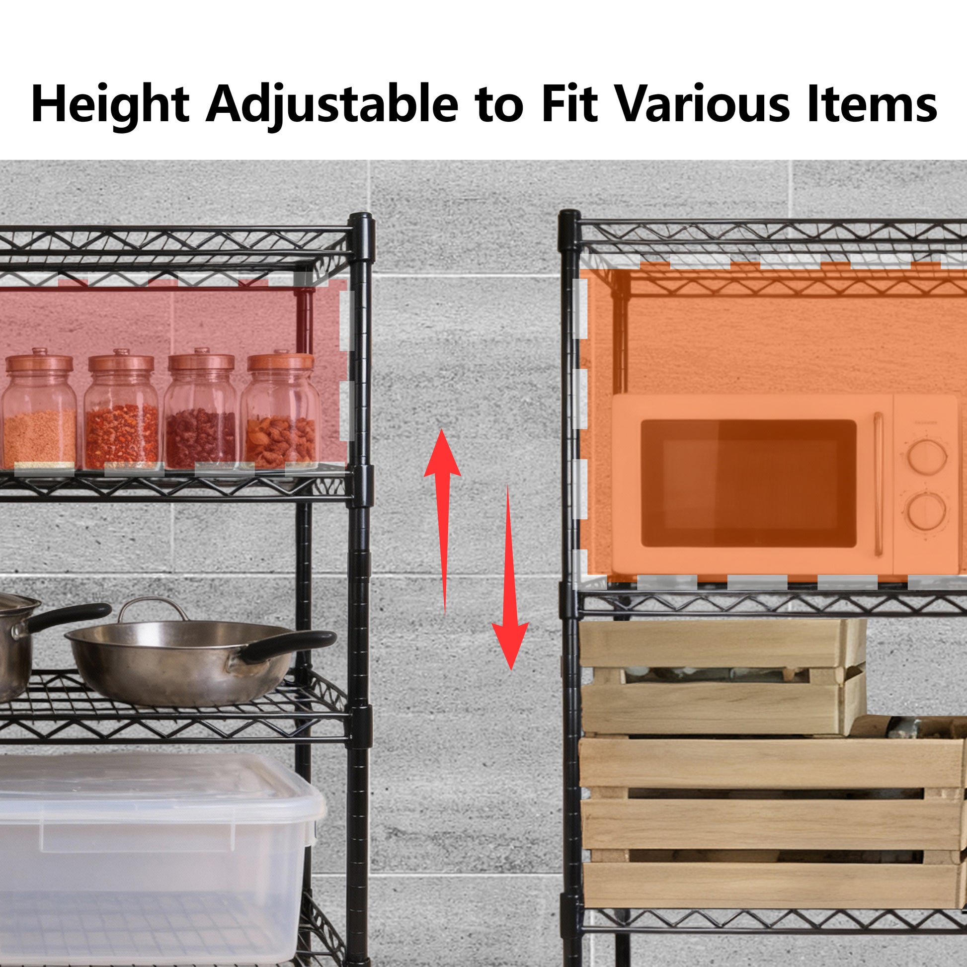 55.5  W X 24  D X 80  H Heavy Duty Wire Storage Shelves With Wheels  4 Tier Adjustable  2400 Lbs Capacity  Garage Shelving Unit  Rolling Industrial Storage  Black