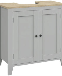 Kleankin Bathroom Vanities, Pedestal Sink Cabinet With U-Shaped Cut-out And Adjustable Shelf, Gray