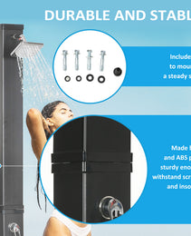 10.6 Gallons Solar Heated Shower with Free-Rotating Shower Head, Temperature Adjustment & Foot Shower, 2-Section Outdoor Shower for Backyard Poolside Beach Pool Spa, 7ft