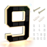 9/6.7/4.7In Solar-Powered Illuminated Outdoor Address Signs - IP54 Waterproof Auto On/Off LED House Numbers Plaque,Modern Farmhouse Home Decor, DIY Personalized Exterior Door Addressing Accessory