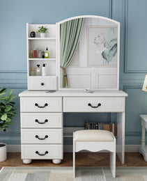 Vanity Desk With Mirror & Lights, Makeup Table Set - CJDS