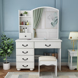 Vanity Desk With Mirror & Lights, Makeup Table Set - CJDS