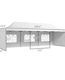 9.5' x 28' Pop Up Canopy Tent, Instant Tent for Parties, Height Adjustable, with Carry Bag and Sand Bags