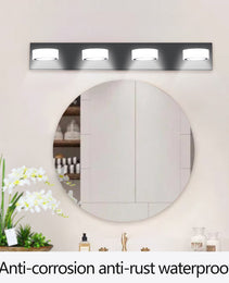 29in  Modern 4-Light LED Vanity Light, Sleek Black Bathroom Wall Light Fixture For Mirror, Shower, And Bathroom Decor