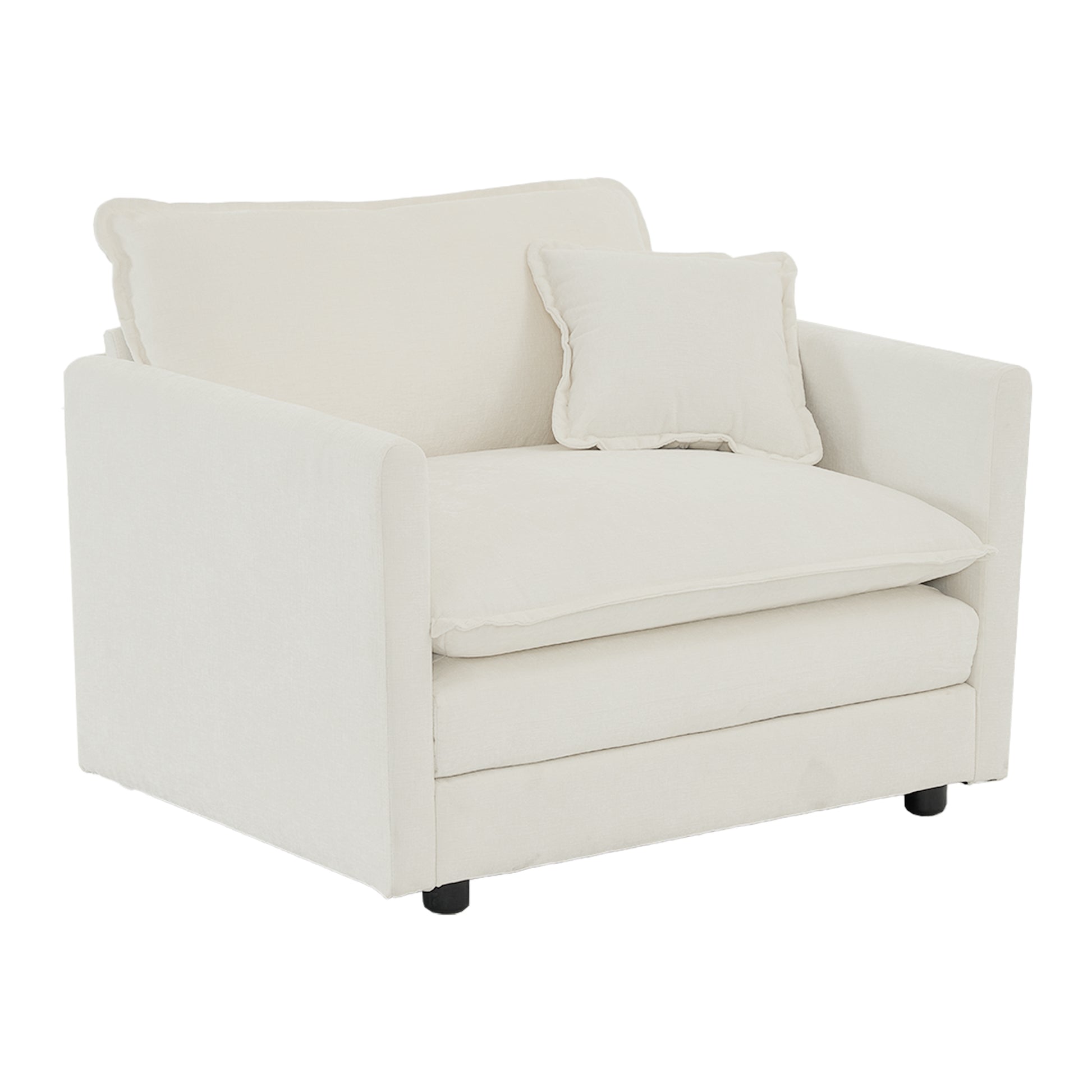 2 Seater Loveseat And Chair Set, 2 Piece Sofa & Chair Set, Loveseat And Accent Chair , 2-Piece Upholstered Chenille Sofa Living Room Couch Furniture1-2 Seat  ,White Chenille