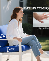 8 Patio Chair Cushions with Seat & Backrest, Fade Resistant Seat Replacement Cushion Set, Navy Blue