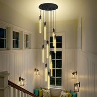 5-Lights Rectangular Pendant Lights for Kitchen Island Black Linear Crystal Chandelier Modern Chandeliers for Kitchen Island Dining Room