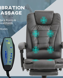 7-Point Vibrating Massage Office Chair High Back Massaging Office Desk Chair with Lumbar Support, Footrest, Gray