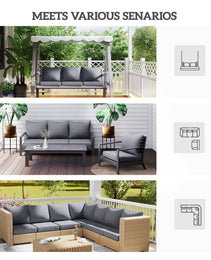 4 Patio Chair Cushions with Seat & Backrest, Fade Resistant Seat Replacement Cushion Set, Gray