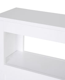 6.25" x 20.5" x 28.25" Wood Rolling Narrow Bathroom Side Storage Cabinet - White