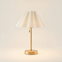 Table Lamp with Pleated Shade Compact Rechargeable Table Lamp Warm Glare-Glare-Reducing for Readers, Nightstand, Bedroom