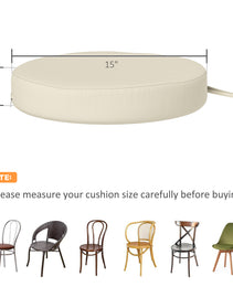 Patio Chair Cushions Set Of 4 Round Seat Cushions For Dining Bistro Chairs Machine Washable, 15" X 15" X 3", Cream White