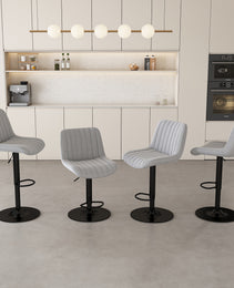 Swivel Bar Stools With Adjustable Height  35.03-43.7 Inches , Backrest, And Soft Knit Fabric - Ideal For Kitchen Island, Bar Counter, Dining Room, Grey Set Of 2