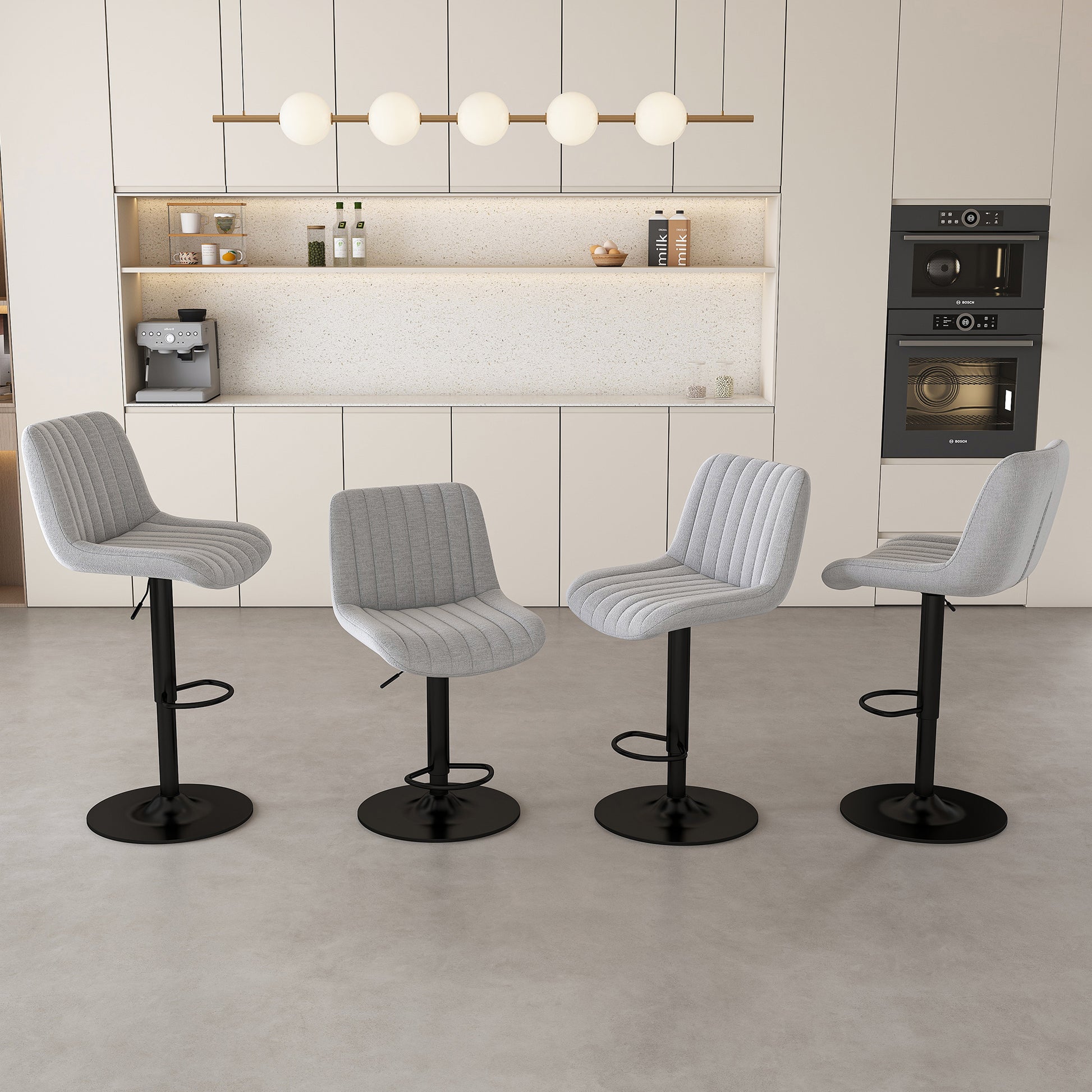 Swivel Bar Stools With Adjustable Height  35.03-43.7 Inches , Backrest, And Soft Knit Fabric - Ideal For Kitchen Island, Bar Counter, Dining Room, Grey Set Of 2
