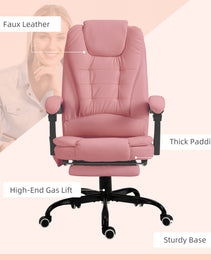 7-Point Vibrating Massage Office Chair High Back Massaging Office Desk Chair with Lumbar Support, Footrest, Pink