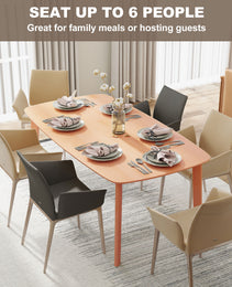 Pine Wood Dining Table For 6, 47" Rustic Rectangular Kitchen Table With Large Tabletop For Dining Room, Natural