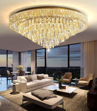 23.6" Modern Crystal Chandeliers LED Dimmable Flush Mount Ceiling Chandeliers for Living Room Entrance Foyer Bedroom Silver