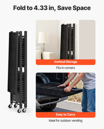 3-Tier Foldable Storage Shelf, 28W X 13D X 36H Inch Folding Metal Rack Shelving Unit, No Assembly Organizer Shelf With 5 Wheels & 4 Hooks For Pantry, Kitchen, Garage, Basement, Black