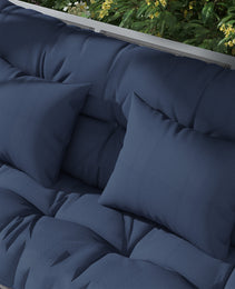 59" Tufted Bench Cushions & Throw Pillows, Replacement Bench Seat Pad, Back & 2 Pillows for Outdoor Furniture, Navy Blue