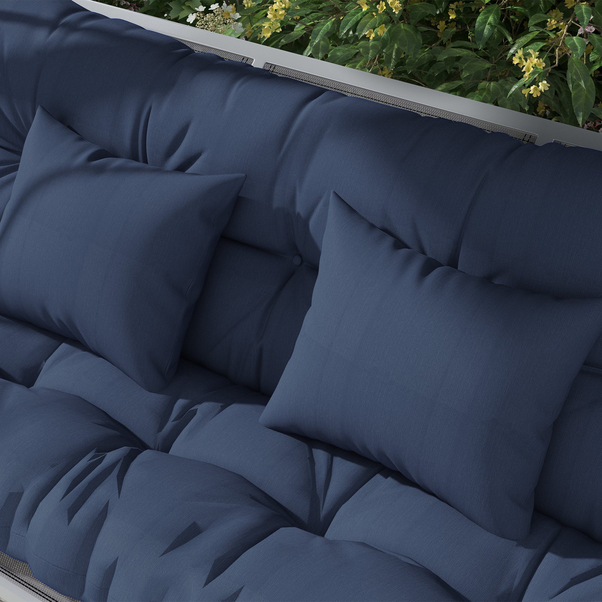 59" Tufted Bench Cushions & Throw Pillows, Replacement Bench Seat Pad, Back & 2 Pillows for Outdoor Furniture, Navy Blue