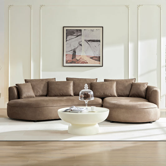 128.74 Inch Modern Sectional Curved Sofa Couch For Living Room,Leathaire Upholstered 5-Seat Sofa Couch, Technology Cloth Couch Set For Apartment Office,Brown