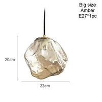 Ice Crystal Pendant Lamp Nordic Minimalism Bedside Restaurant Mirror Front Atmosphere Droplight Glass Stone Ceiling Chandelier