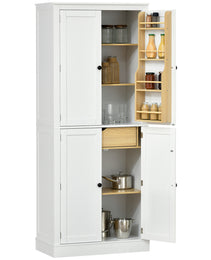 72" Kitchen Pantry Storage Cabinet, Modern Tall Kitchen Cabinet with 5-tier Storage Shelving, 8 Spice Racks, Drawer