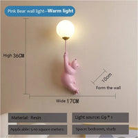 Cartoon Polar Bear LED Sconce Light Creative Wall Lighting Lampe Murale for Family Theme Hotel Kid Children Bedroom Wall Lamps