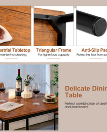 5 Pieces Industrial Dining Table Set With Counter Height Table And 4 Bar Stools