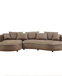 128.74 Inch Modern Sectional Curved Sofa Couch For Living Room,Leathaire Upholstered 5-Seat Sofa Couch, Technology Cloth Couch Set For Apartment Office,Brown
