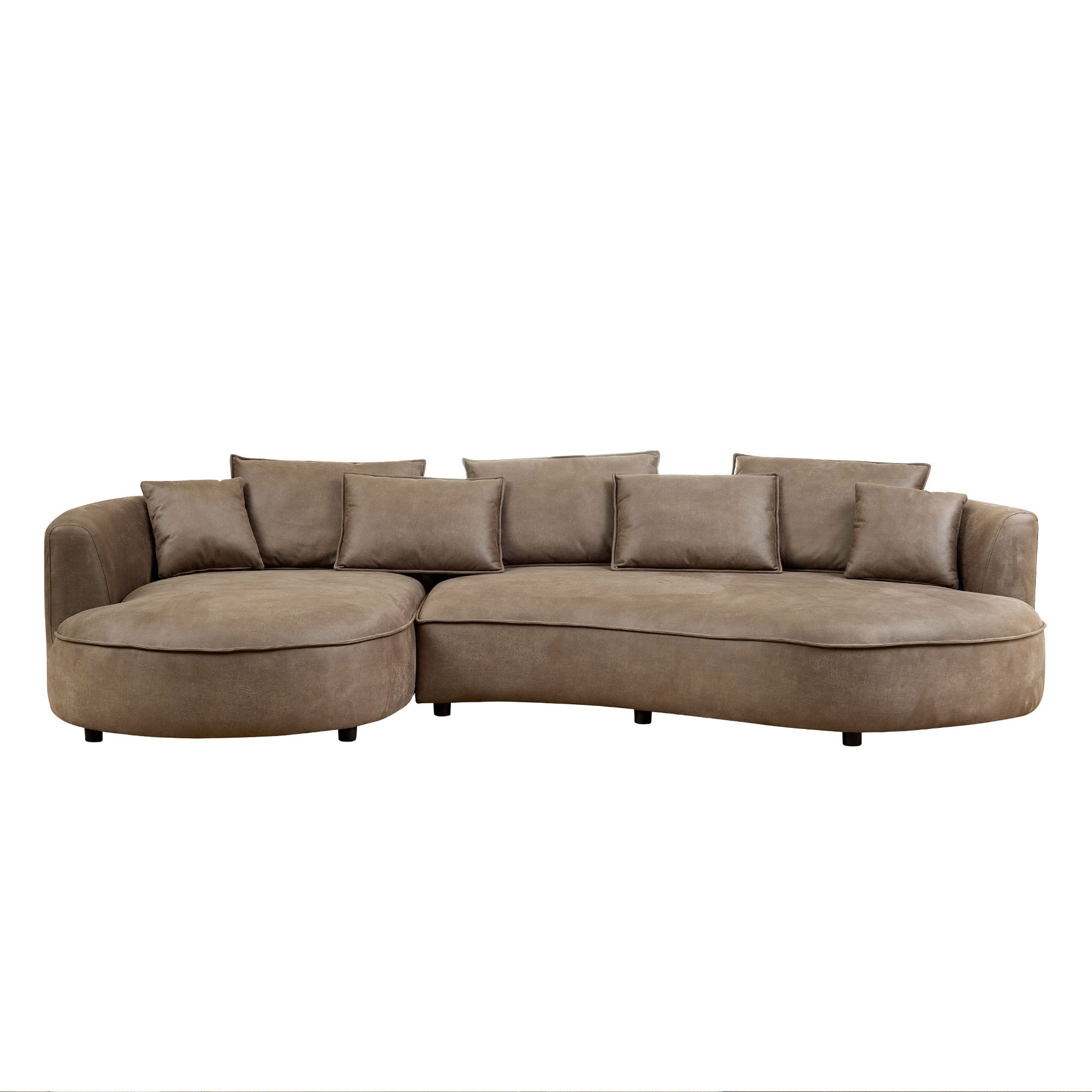 128.74 Inch Modern Sectional Curved Sofa Couch For Living Room,Leathaire Upholstered 5-Seat Sofa Couch, Technology Cloth Couch Set For Apartment Office,Brown