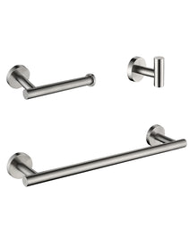3-Pieces Bathroom Hardware Accessories Set - Towel Bar, Toilet Paper Holder, Robe Towel Hooks