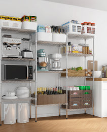 62.9''W Adjustable Storage Shelves NSF Wire Shelving Unit Multiple Rows Shelving For Storage Rack Shelves For Storage Heavy Duty Garage Shelf Pantry Shelves Kitchen Shelving,