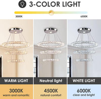 3-Ring Acrylic Crystal Chandelier Modern Ceiling Light Fixture