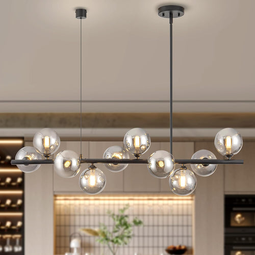 Black Linear Chandeliers for Dining Room 40" Modern Sputnik Light Fixture