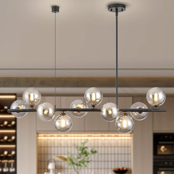 Black Linear Chandeliers for Dining Room 40" Modern Sputnik Light Fixture