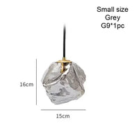 Ice Crystal Pendant Lamp Nordic Minimalism Bedside Restaurant Mirror Front Atmosphere Droplight Glass Stone Ceiling Chandelier