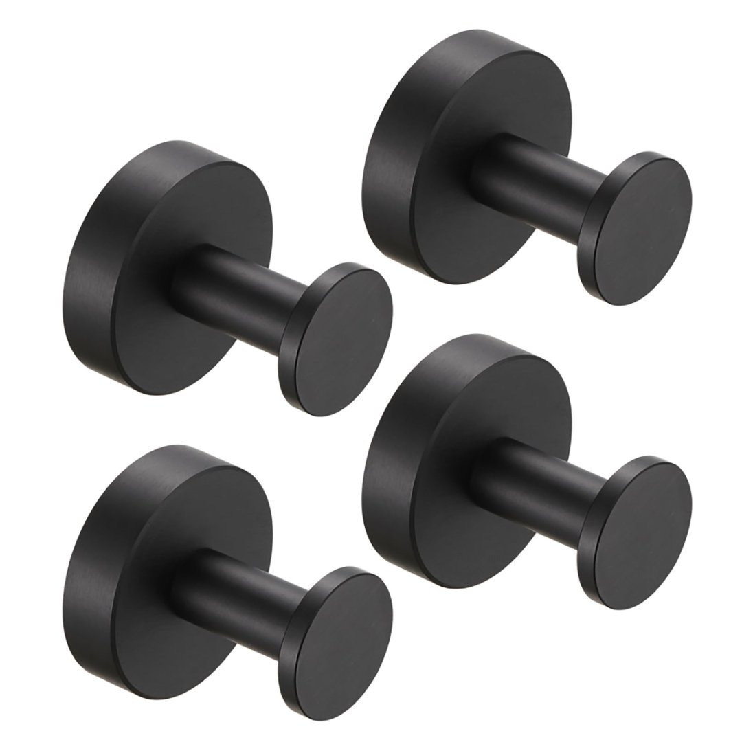 Round Base Wall Hanging Coat Hook With Screws- Matte Black Towel Hook, 4 Pack, For Entry Shoe Cabinet, Wardrobe Bathroom Bedroom Furniture Hardware
