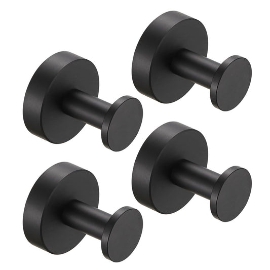 Round Base Wall Hanging Coat Hook With Screws- Matte Black Towel Hook, 4 Pack, For Entry Shoe Cabinet, Wardrobe Bathroom Bedroom Furniture Hardware