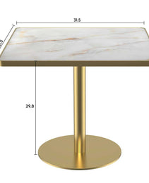 Square Modern Dinning Table 31.5 Inches Bistro Table Tulip Table With Faux Marble Top,Easy Assemble,Sturdy Metal Frame Diameter