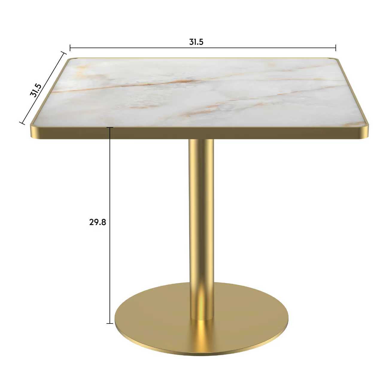 Square Modern Dinning Table 31.5 Inches Bistro Table Tulip Table With Faux Marble Top,Easy Assemble,Sturdy Metal Frame Diameter