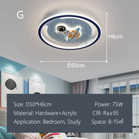 Ceiling Lights Kids Room Astronaut Boy Girl Bedroom Chandelier Princess Spaceman Rocket Rabbit Children's Lamps Home-appliance
