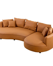 Modern Sectional Curved Sofa Couch For Living Room,Upholstered 5-Seat Sofa Couch Eco-leather Couch Set For Apartment Office,Orange