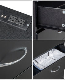 4 Drawer Chest  2 USB    2 Sockets  Nightstand Black