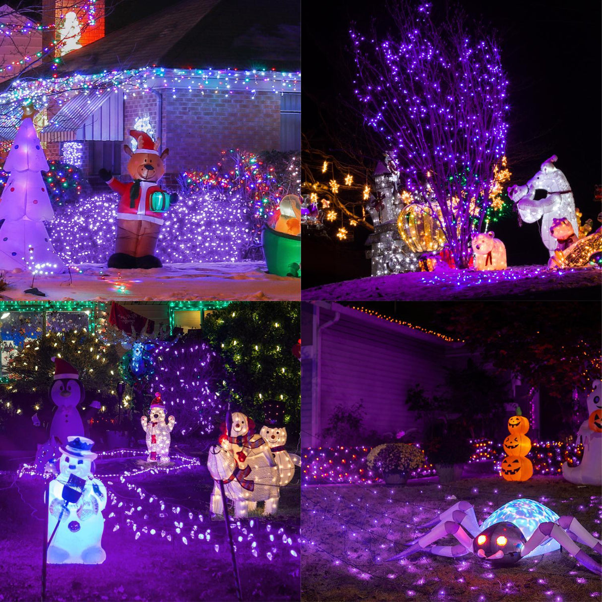 200pcs 66ft Halloween Fairy String Lights 8 Lighting Modes Mini Plug-in String Lights Indoor And Outdoor Christmas Garden Wedding Party Decoration Purple - CJDS - FC