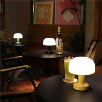 ABKO Cordless Rechargeable Mushroom Table Lamp – 3-Color Dimmable