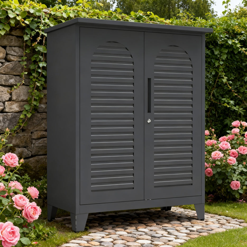 47'' Tall Metal Tool Storage Cabinet, With Ample Storage Space For Garage,Warehouse,Garden,Office, Living Room,Bathroom,Utility Room Slate
