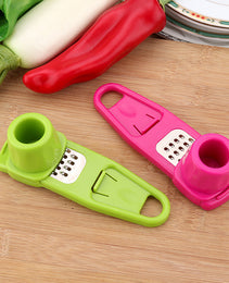 Garlic Press – Eco-Friendly Plastic & Stainless Steel Garlic Grinder (14×4cm, Rose/Green)